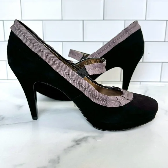 NWOT Boden Baley Black Suede Mary Jane Heels Size EU 38 - Picture 7 of 8